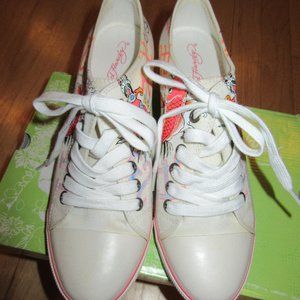WOMENS ED HARDY WEDGE SNEAKERS/WHITE/SIZE 10/BOX!